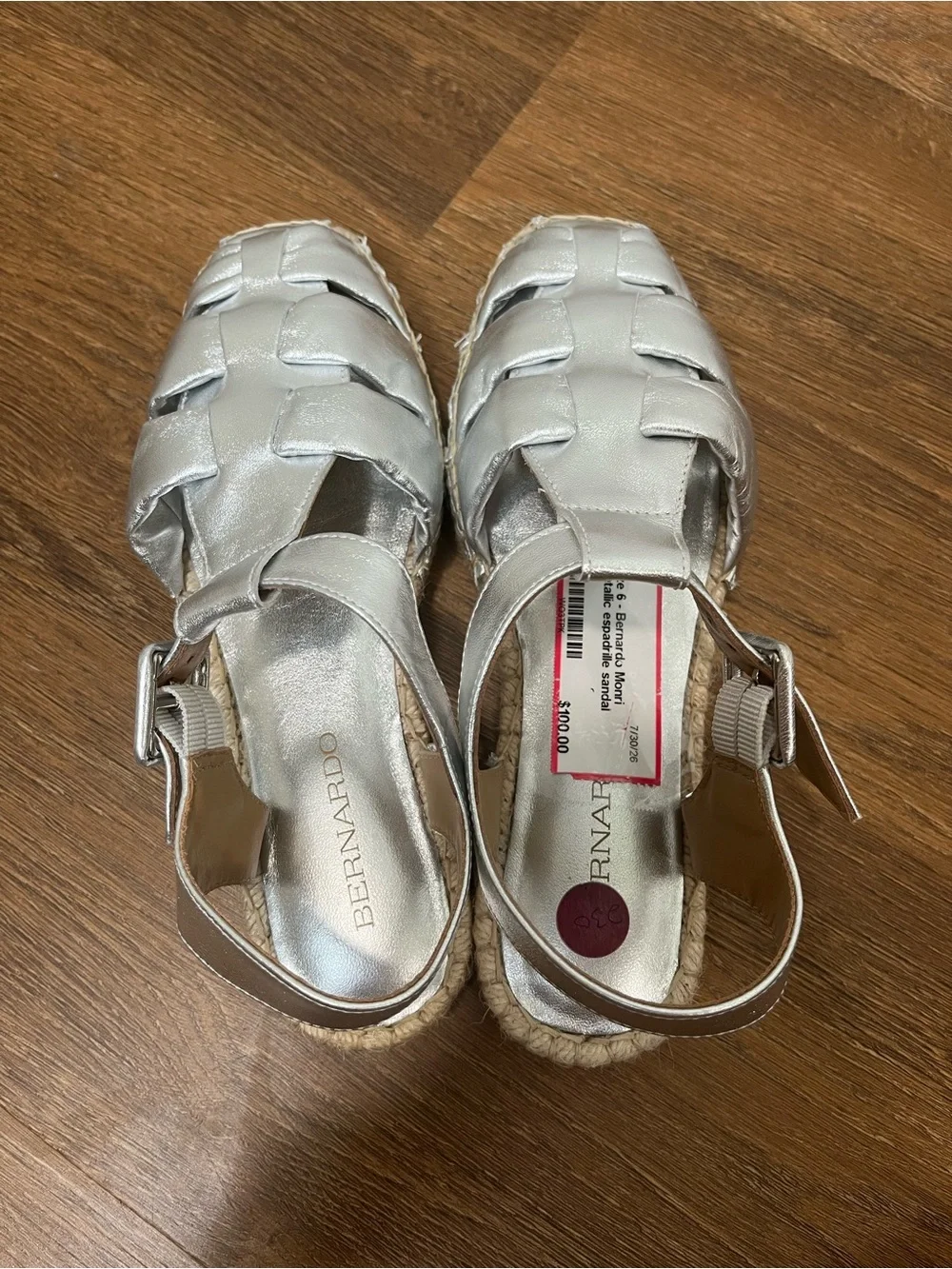 Bernardo Monri Metallic Espadrille Sandal Size 6